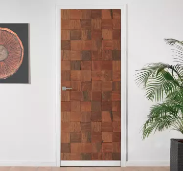 Sticker porte panneaux de bois naturel - TenStickers