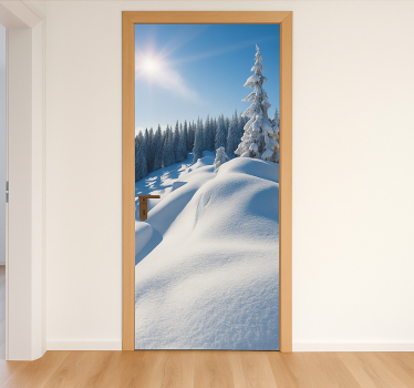 Sticker porte paysage de montagne enneigée - TenStickers