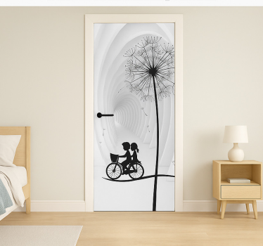 Sticker porte pissenlit 3d et vélo - TenStickers