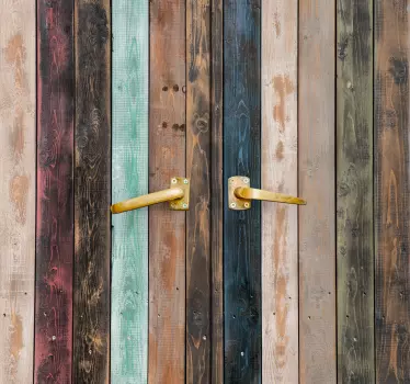 Sticker porte planches de bois vibrantes - TenStickers