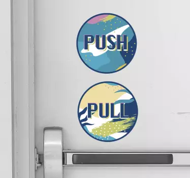 Sticker porte signalisation à pousser et à tirer - TenStickers