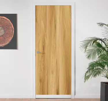 Sticker porte texture de bois naturel - TenStickers