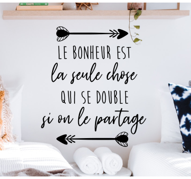 Sticker mural chambre citation de partage de bonheur - TenStickers