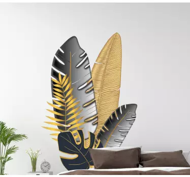 Sticker mural salon feuilles d'or - TenStickers