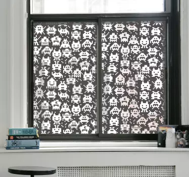 Sticker fenêtre motif geek monstres pixelisés - TenStickers