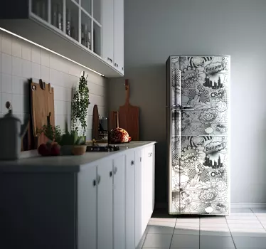 Sticker frigo BD en noir et blanc - TenStickers