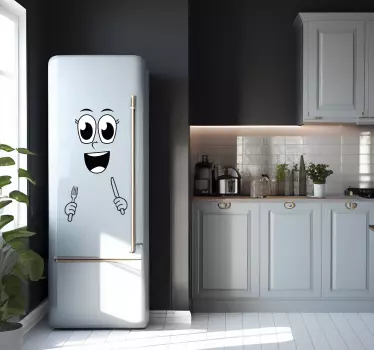 Sticker frigo visage avec couverts - TenStickers
