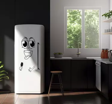 Sticker frigo visage avec un verre - TenStickers