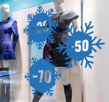 Sticker vitrine Noël promotion flocons - TenStickers