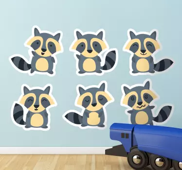 Sticker raton laveurs groupe - TenStickers