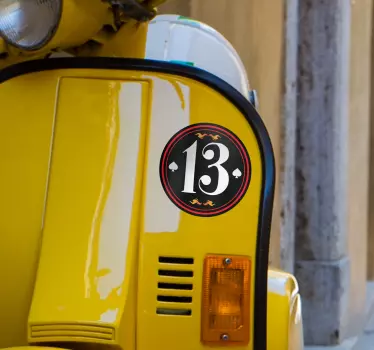 Sticker moto rétro numéro personnalisable - TenStickers