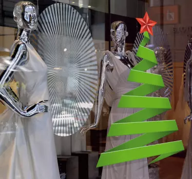 Sticker vitrine Noël sapin de Noël basique - TenStickers