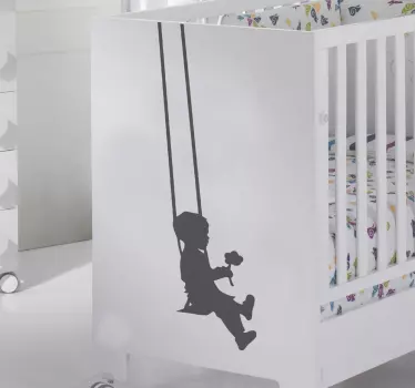Sticker silhouette enfant balançoire - TenStickers