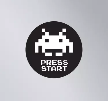 Laptop sticker space invaders press start - TenStickers