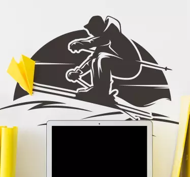 Sticker sport extrême silhouette de ski en action - TenStickers