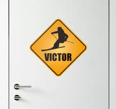 Sticker Maison Signal Ski avec Nom - TenStickers