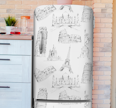 Sticker frigo croquis de repères - TenStickers