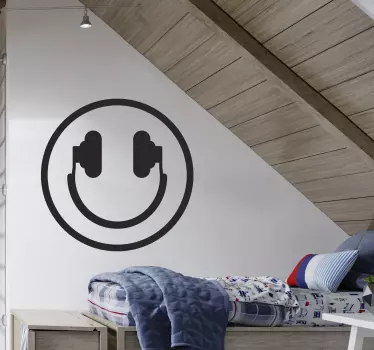 Sticker visage heureux musique - TenStickers