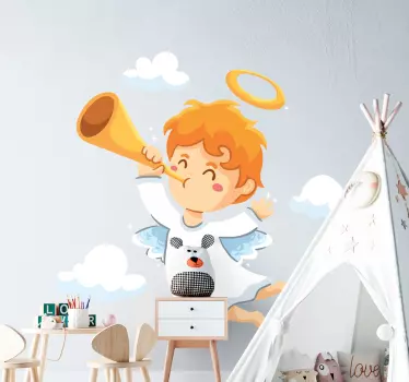 Sticker Vitre Noel Ange apportant de bonnes nouvelles - TenStickers