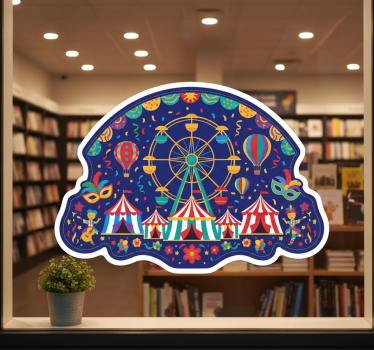Sticker vitrine carnaval de cirque bleu - TenStickers