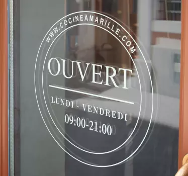 Autocollant vitrine horaires d'ouvertures cercle - TenStickers