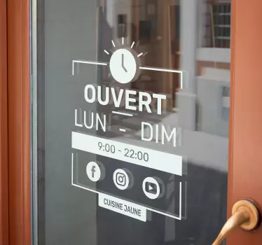 Autocollant pour vitrine horaires et réseaux sociaux - TenStickers