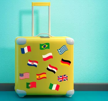 Stickers Dessin drapeaux valise - TenStickers
