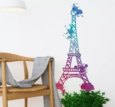 Sticker Paris Tour Eiffel aquarelle - TenStickers