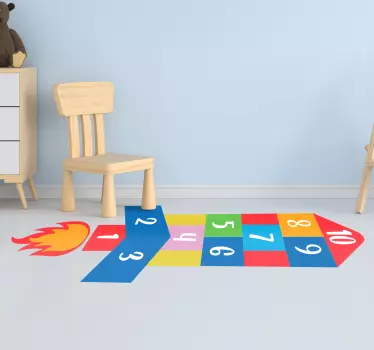 stickers muraux fusée marelle pour enfants - TenStickers