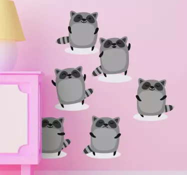 Stickers raton laveur multiple - TenStickers