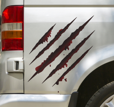 Sticker voiture trompe l'œil griffures sanglantes - TenStickers