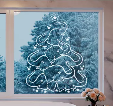 Vitrophanie vitrine Arbre de noël éléphant - TenStickers