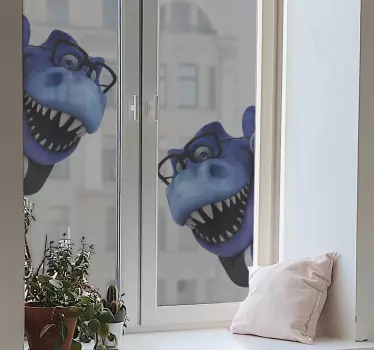 Vitrophanie vitrine Illustration 3d amusante de trex - TenStickers