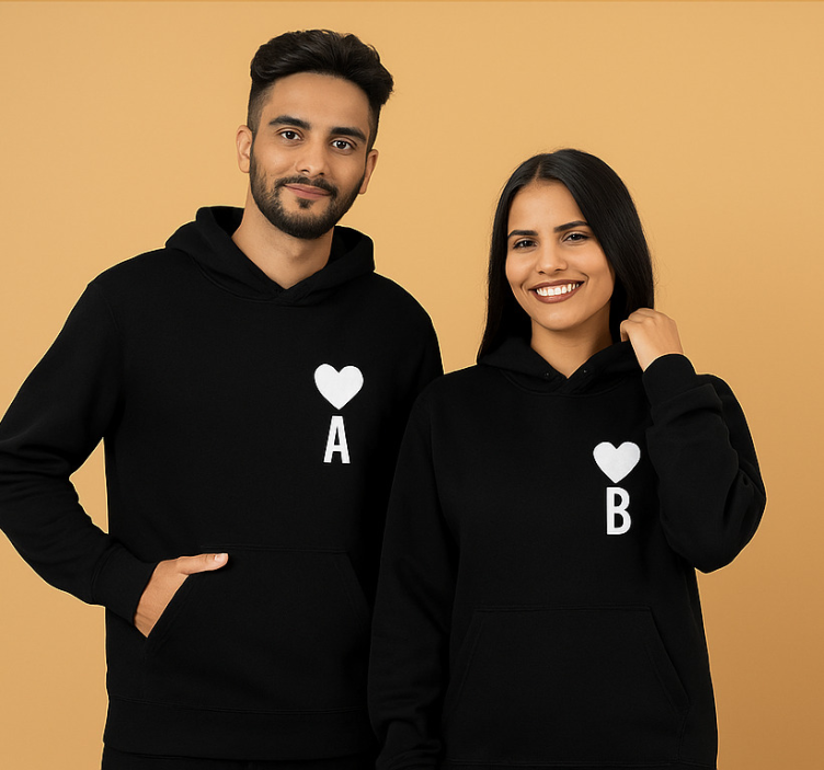 Sweats initiales de nom personnalisées et cœur - TenStickers