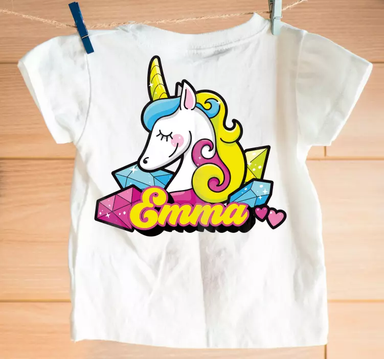 T-shirt enfant licorne colorée avec nom - TenStickers