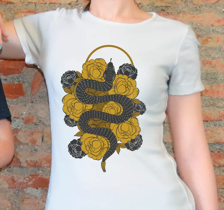 T-shirt motif floral serpent - TenStickers