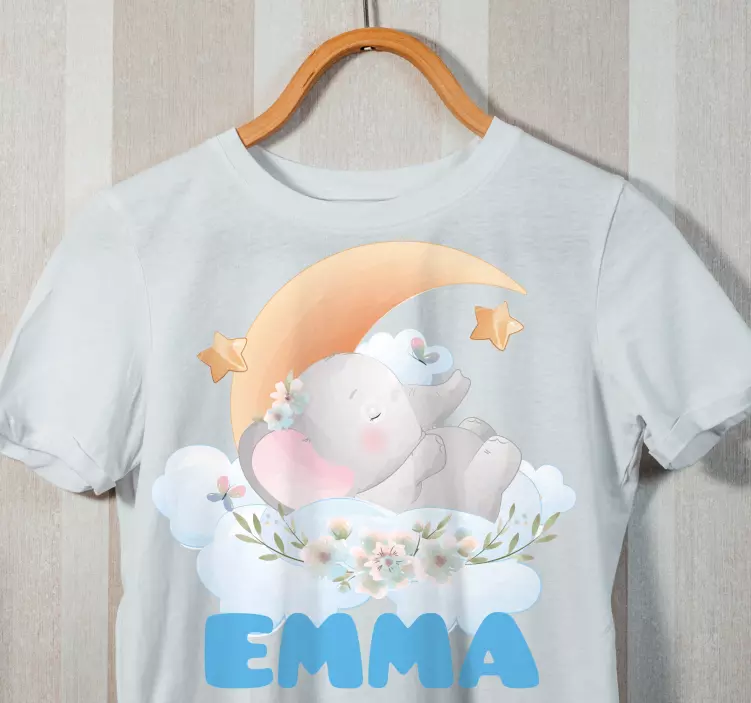 T shirt bebe éléphant d'animaux mignons avec nom - TenStickers