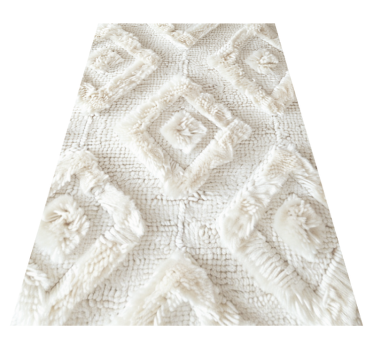 Tapis vinyle blanc motif de diamant - TenStickers