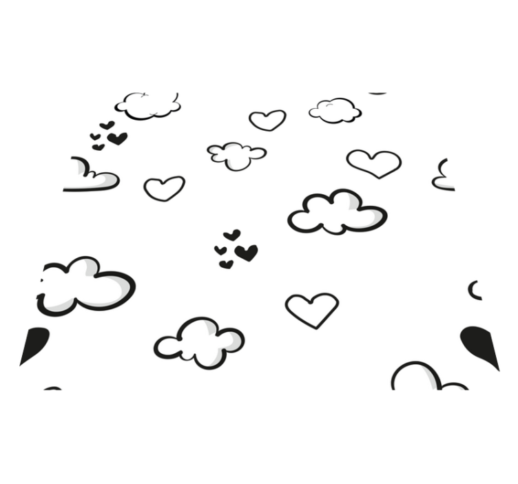 Tapis vinyle blanc nuages et coeurs - TenStickers
