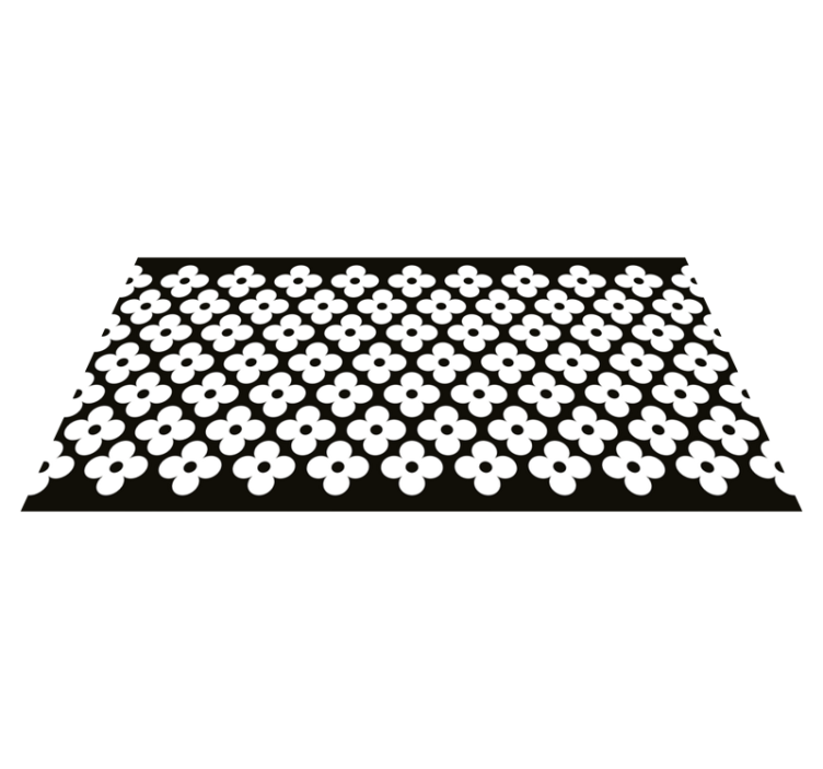 Tapis vinyle noir formes de fleurs simples - TenStickers