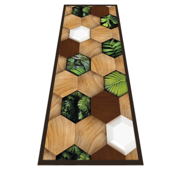Tapis vinyle cuisine hexagones tropicaux en bois - TenStickers