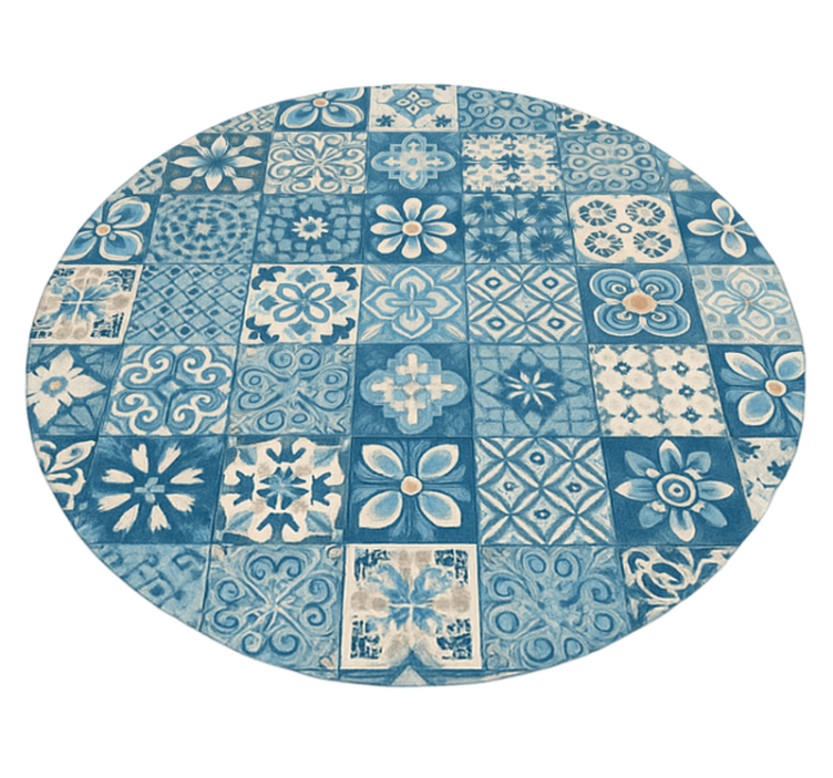 Tapis vinyle bleu carreaux de mosaïque circulaires - TenStickers