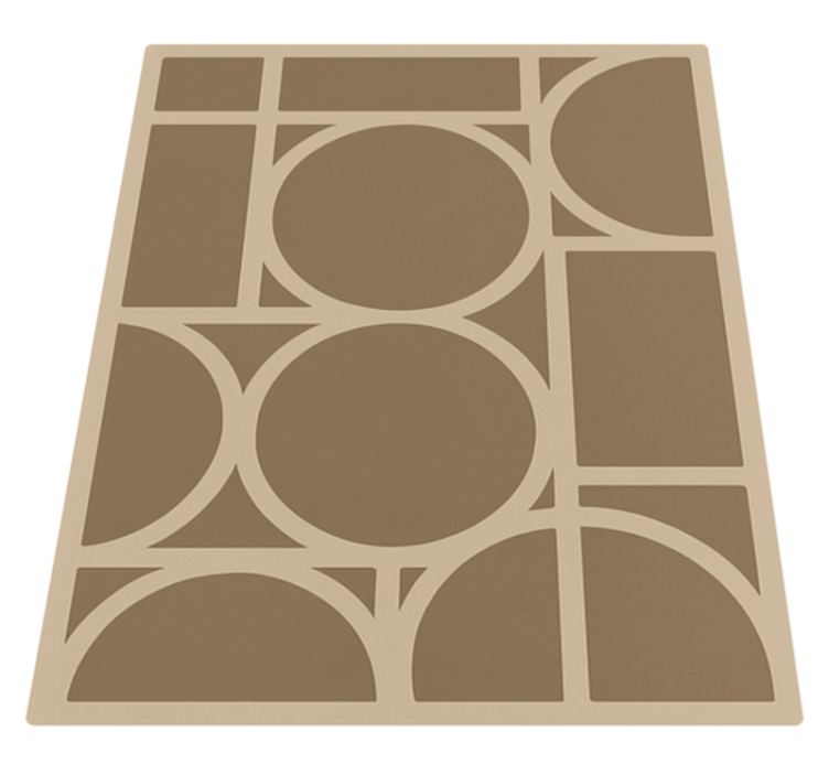 Tapis vinyle carré motif géométrique beige - TenStickers