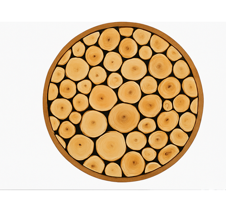 Tapis vinyle salle a manger tranche de bois naturel - TenStickers