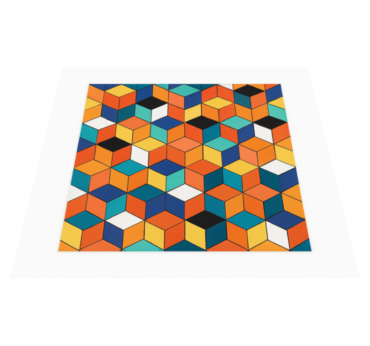 Tapis vinyle géométrique motif cubes colorés - TenStickers