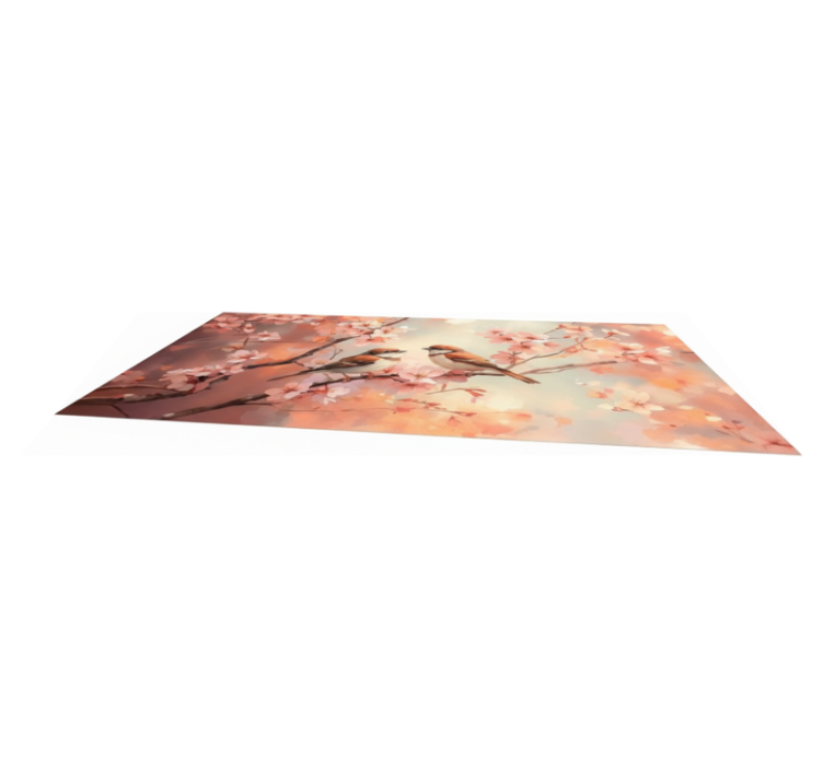 Tapis vinyle salon deux oiseaux sur une branche - TenStickers