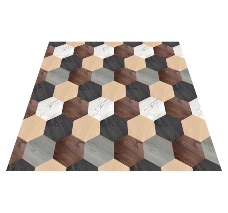 Tapis vinyle cuisine hexagones en bois mélangé - TenStickers