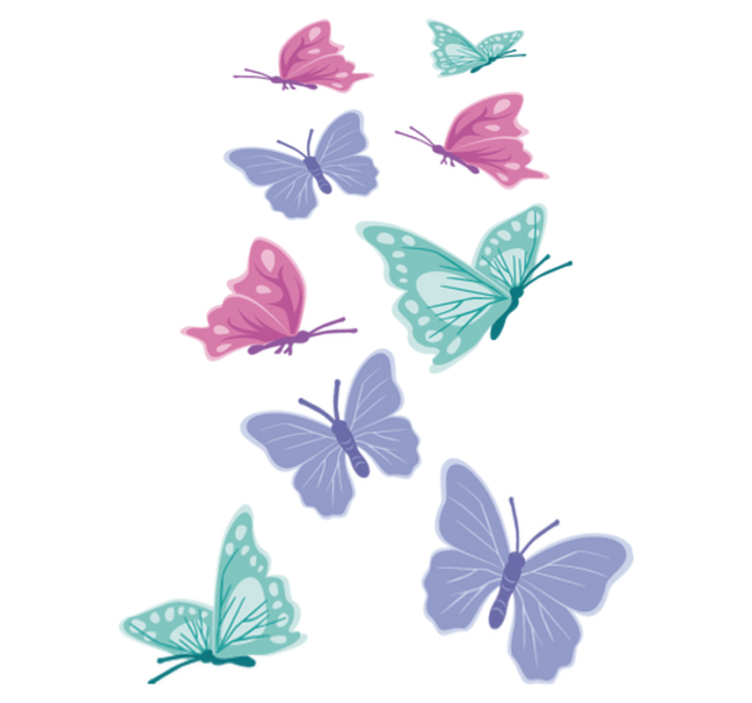Tapis vinyle animal papillons couleur pastel - TenStickers