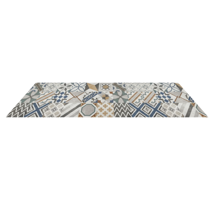 Tapis vinyle cuisine patchwork géométrique éclectique - TenStickers