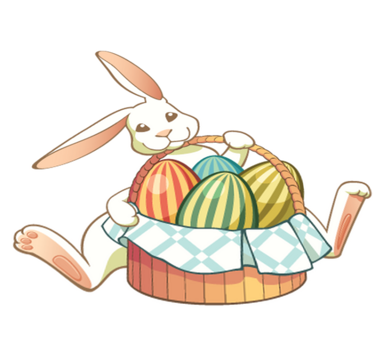 Tapis vinyle animal lapin de pâques avec panier - TenStickers